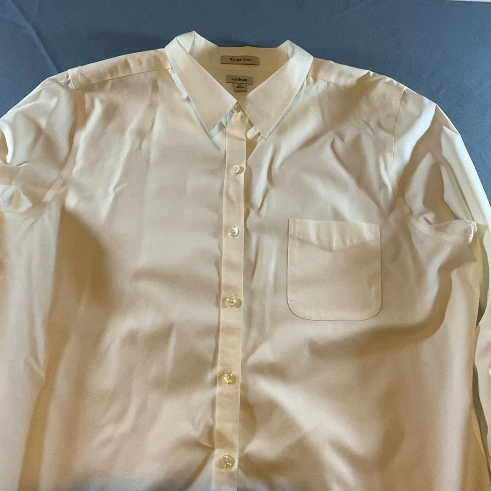 LL Bean Wrinkle Free Button Down Shirt Mens XL White Long Sleeve Classic Fit